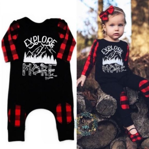 Other - Black and red unisex romper.